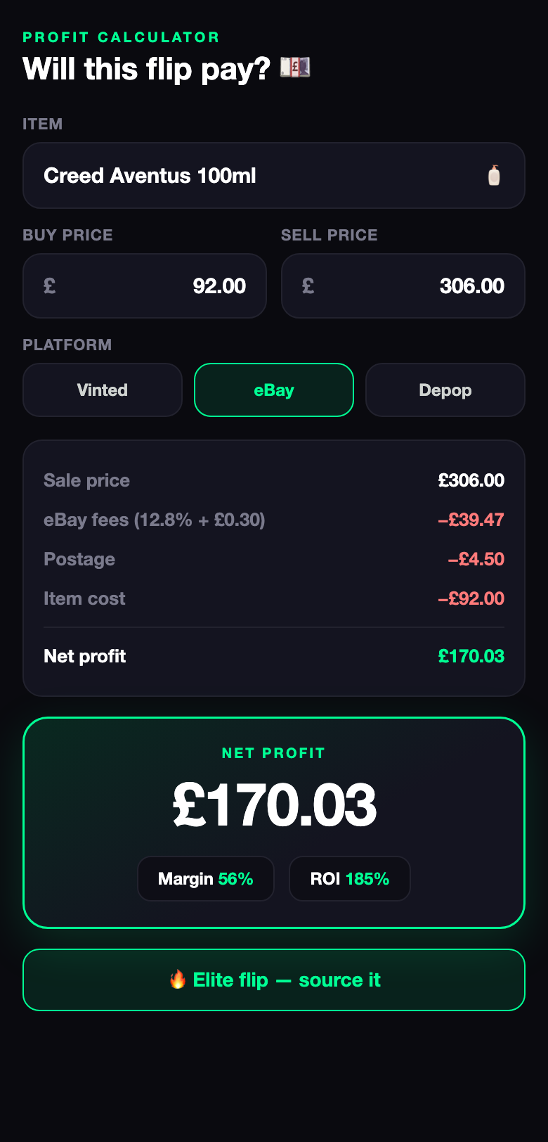 flipOS profit calculator