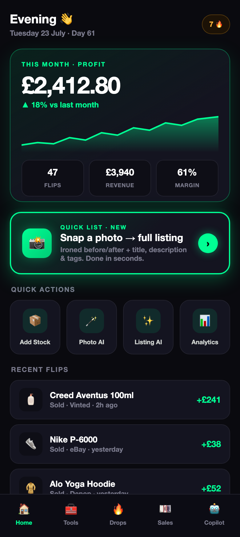 flipOS dashboard