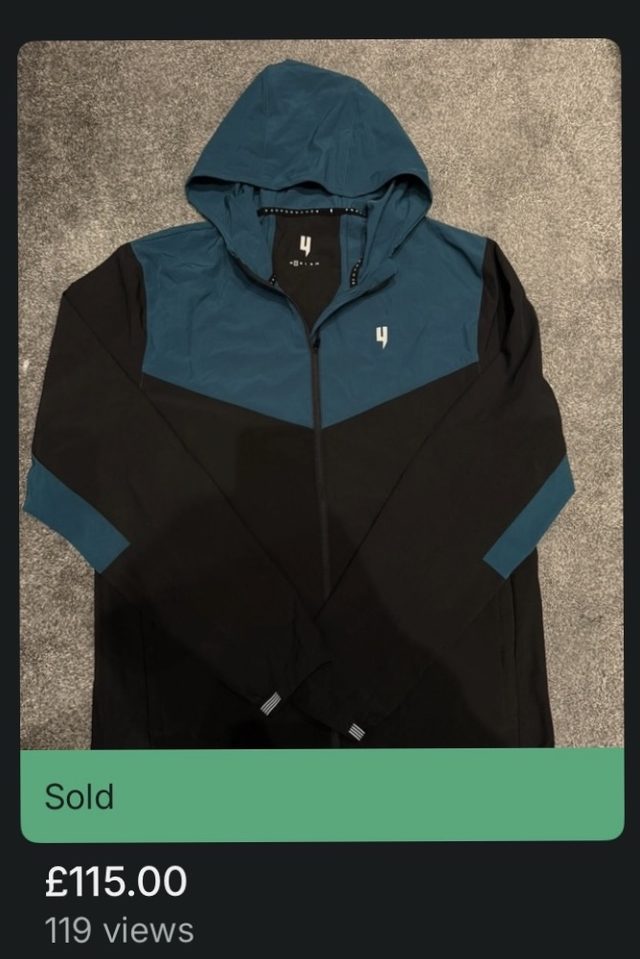 Sold £115 — jacket bought for £25